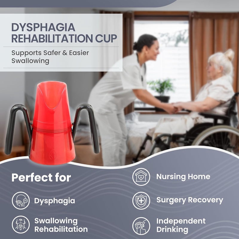 RJE Dysphagia Regulating Drinking Cup for Difficulty Swallowing Disorders - Controlled Sips Adult Size (8oz) Cup Prevents Aspiration - 2 Handles for Secure Grip - Adjustable 3-15cc, Made in Canada - Image 2